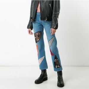 Christopher Kane Jeans Patchwork‎ Embroidered Lace Retro Denim Jeans Sz 26